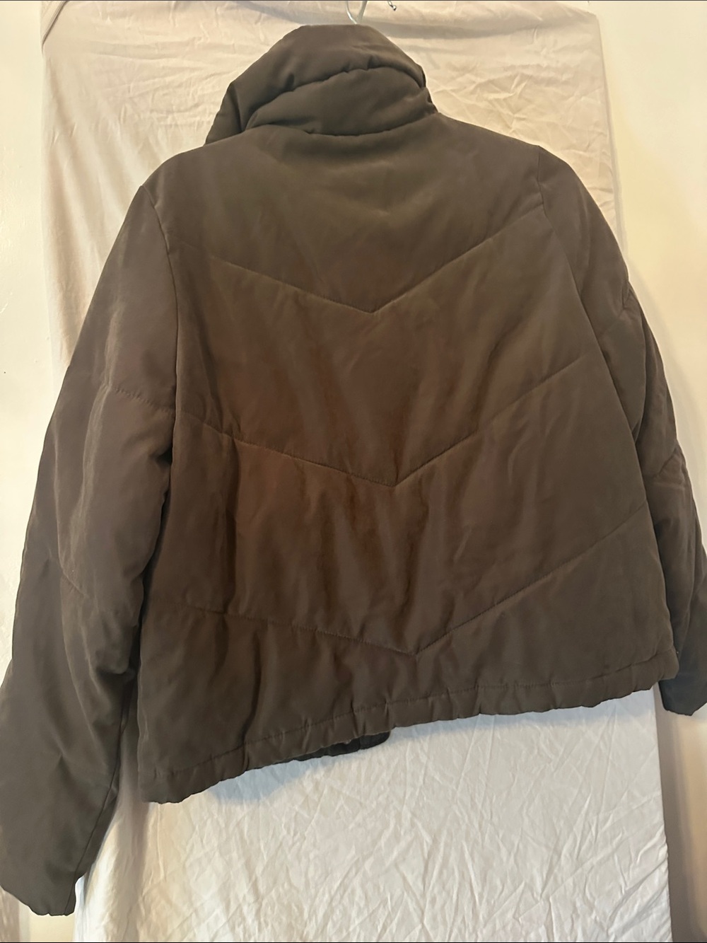 Abercrombie & Fitch Olive Brown Puffer Jacket with High Collar - Picture 3 of 3